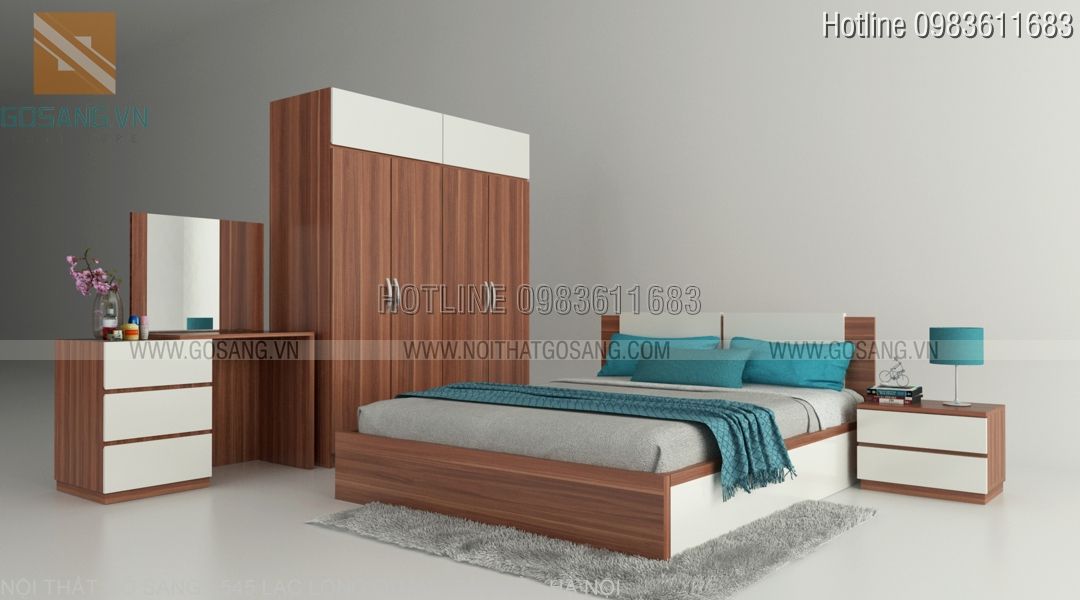 Nội thất phòng ngủ, bộ phòng ngủ, phòng ngủ đẹp, giường tủ gỗ công nghiệp
