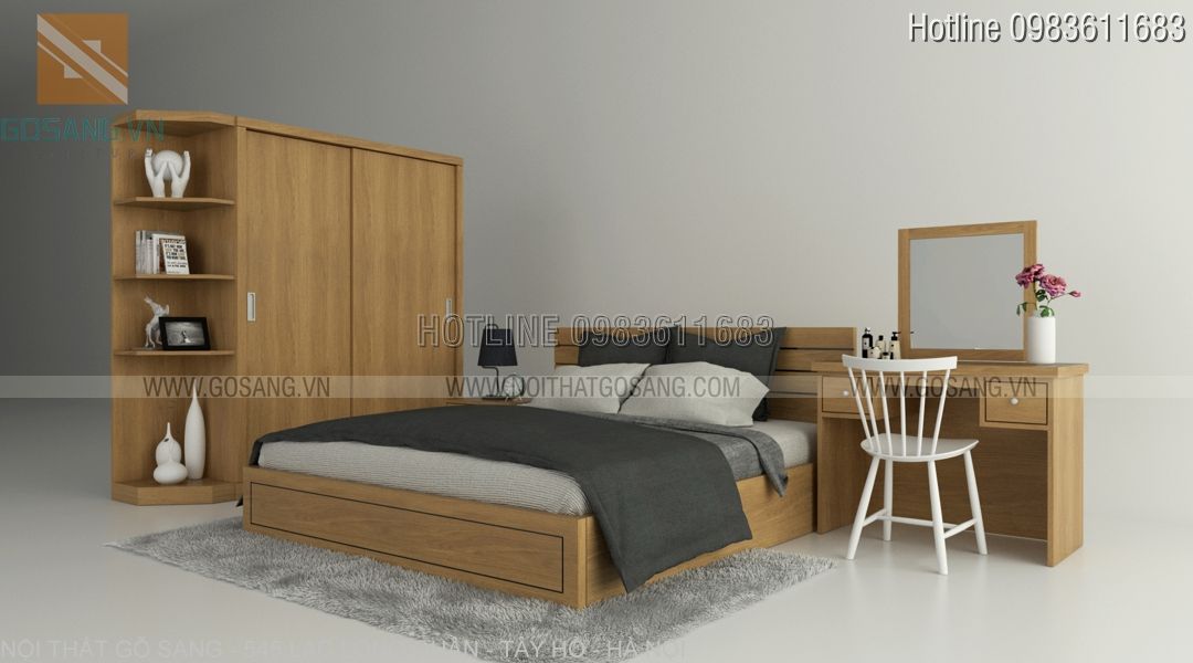 Nội thất phòng ngủ, bộ phòng ngủ, phòng ngủ đẹp, giường tủ gỗ công nghiệp